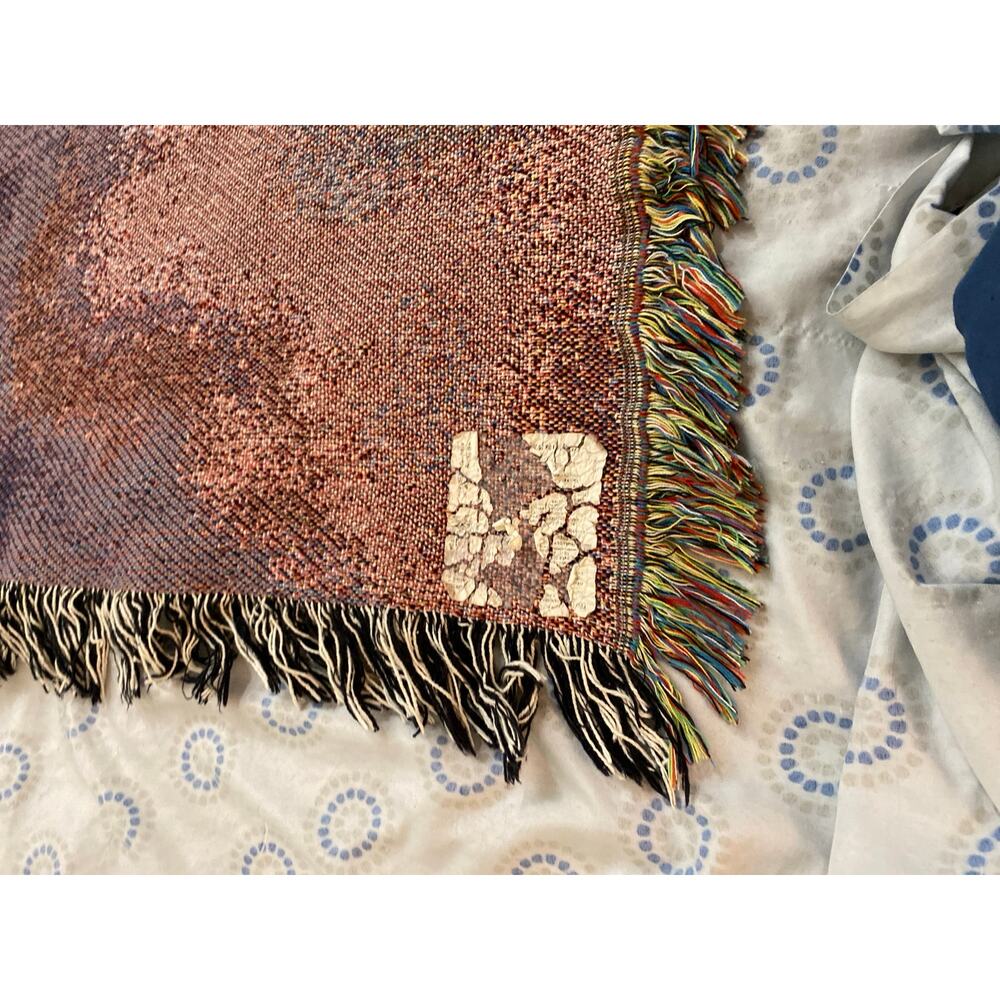 Vintage Golden Retriever Dog Woven Tapestry Throw Blanket Afghan Fringe Forest - Picture 6 of 8